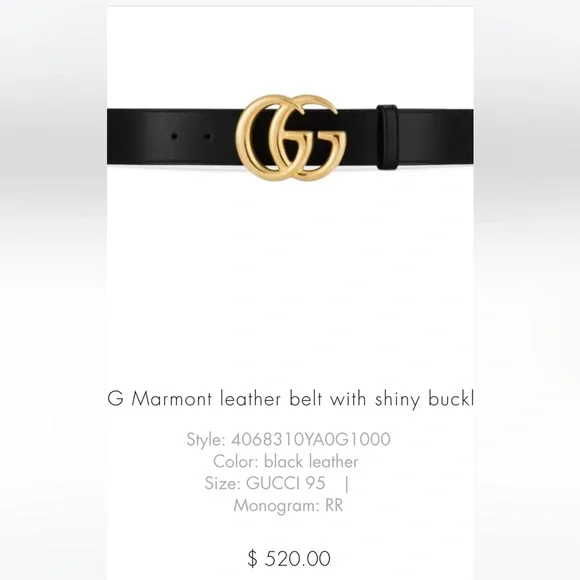 Gucci Black Belt with Gold GG Buckle, pay monthly w affirmative display picture 3